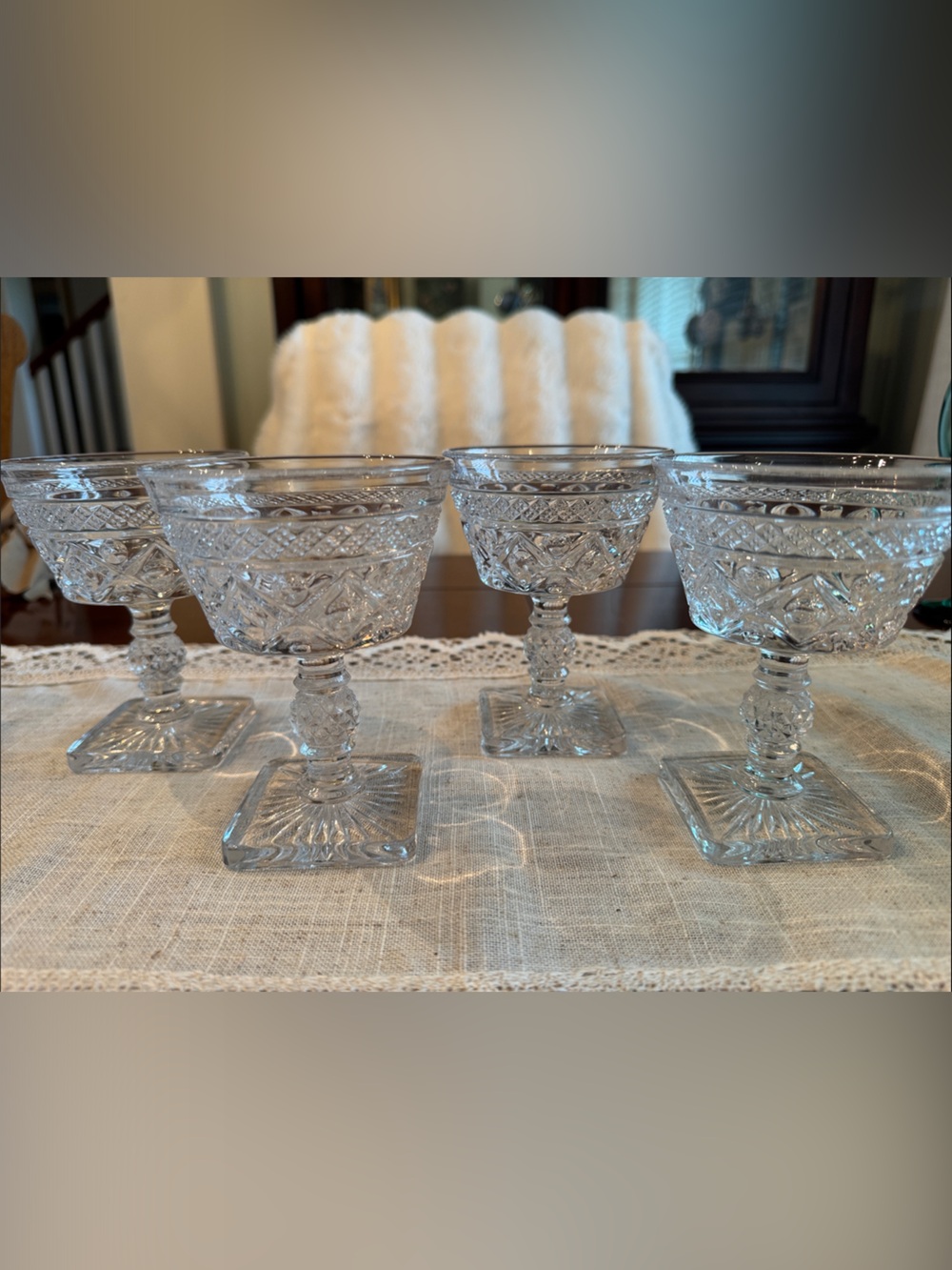 Imperial glass Cut Crystal Dessert/water Goblets - Set of 4